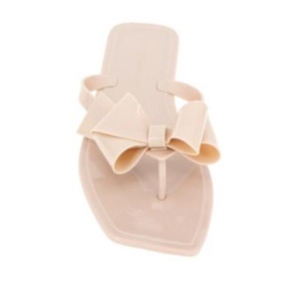 BCBGeneration Beige LIMA Jelly Bow Sandals Flat Flip flop Size 9 - Picture 2 of 11